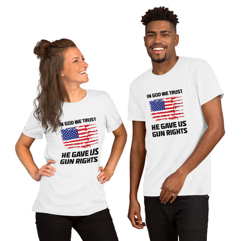 In God We Trust, He Gave Us Gun Rights Pro Gun Pro 2a Pro America Short-sleeve unisex t-shirt - Mainstream Freedom